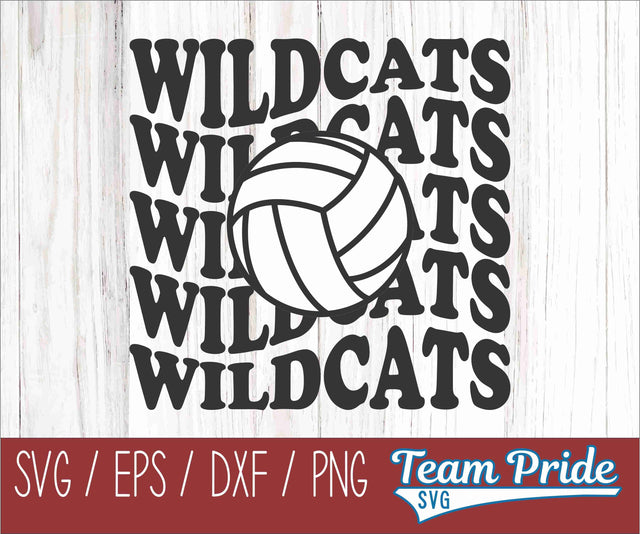 Wildcats Volleyball Retro Wave SVG Digital Download Printable - SVG, EPS, DXF, PNG SVG Team Pride SVG 