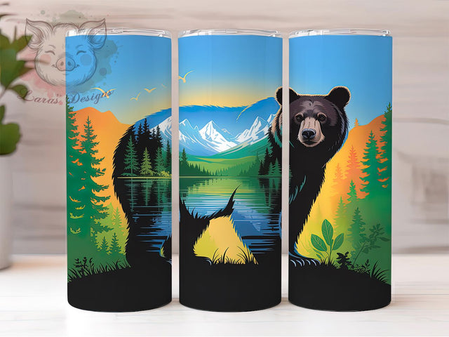 Wilderness Hunting Bear Tumbler, Mountain Bear Pattern, Forest Bear Design, 20Oz Sublimation Wrap, Wilderness Bear Art, Outdoor Hunting Texture, Tumbler Sublimation Sublimation Lara' s Designs 