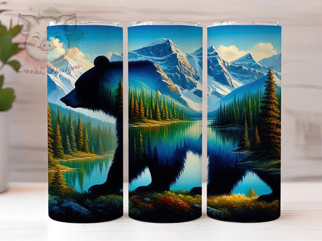 Wilderness Hunting Bear Tumbler, Mountain Bear Pattern, Forest Bear Design, 20Oz Sublimation Wrap, Wilderness Bear Art, Outdoor Hunting Texture, Tumbler Sublimation Sublimation Lara' s Designs 