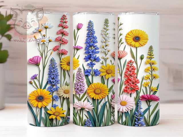Wildflower 20oz Nature-Inspired Tumbler, Botanica Wrap, 20oz Sublimation Tumbler, Floral Drinkware, Custom Tumbler Wrap, Nature Inspired Design, Personalized Tumbler Sublimation Lara' s Designs 