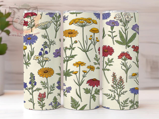 Wildflower 20oz Nature-Inspired Tumbler, Botanica Wrap, 20oz Sublimation Tumbler, Floral Drinkware, Custom Tumbler Wrap, Nature Inspired Design, Personalized Tumbler Sublimation Lara' s Designs 