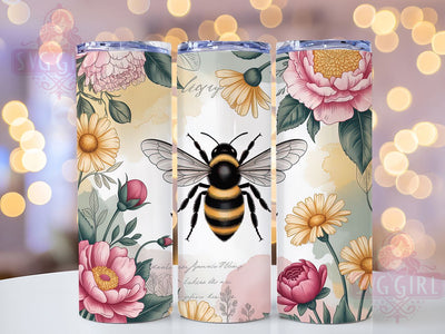 Wildflower Bee Floral Tumbler, Wildflower Bee Tumbler, Cute Bee Wrap, Spring Bee Wrap, Artistic Bee Wrap, Sublimation Design, Trendy Gift Idea Sublimation SvggirlplusArt 