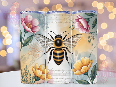 Wildflower Bee Floral Tumbler, Wildflower Bee Tumbler, Cute Bee Wrap, Spring Bee Wrap, Artistic Bee Wrap, Sublimation Design, Trendy Gift Idea Sublimation SvggirlplusArt 