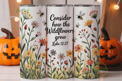 Wildflower Bible Verse 20oz Tumbler Wrap Sublimation PixelChick 