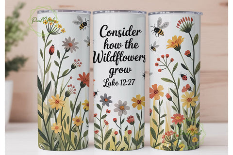 Wildflower Bible Verse 20oz Tumbler Wrap Sublimation PixelChick 
