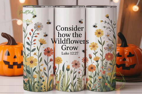 Wildflower Bible Verse 20oz Tumbler Wrap Sublimation PixelChick 