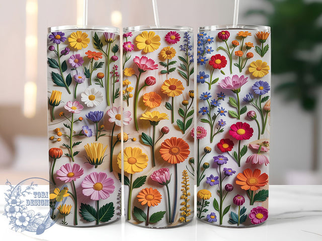 Wildflower & Blue Marble Tumbler Wrap, Blue Marble Tumbler, Floral Tumbler Design, Colorful Flowers Wrap, 20oz Tumbler Sublimation, Nature Marble Tumbler, Bright Floral Tumbler Sublimation ToriDesigns 