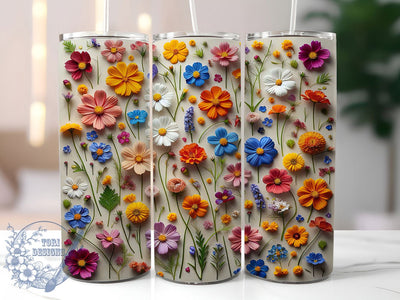 Wildflower & Blue Marble Tumbler Wrap, Blue Marble Tumbler, Floral Tumbler Design, Colorful Flowers Wrap, 20oz Tumbler Sublimation, Nature Marble Tumbler, Bright Floral Tumbler Sublimation ToriDesigns 