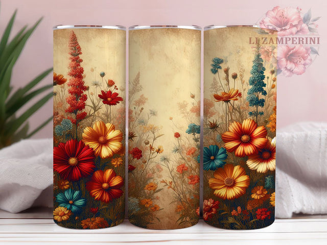 Wildflower Boho 20oz Tumbler Wrap, Floral Aesthetic Mug, Colorful Flower Cup, Nature Inspired Design, Boho Botanical Wrap, Spring Garden Gift, Sublimation Tumbler Wrap Sublimation Li Zamperini 