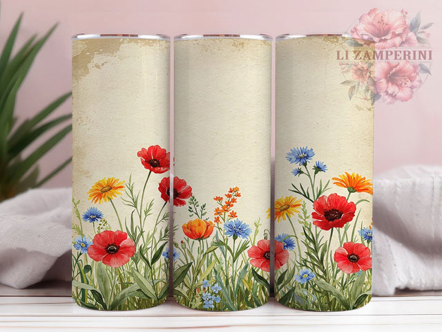 Wildflower Boho 20oz Tumbler Wrap, Floral Aesthetic Mug, Colorful Flower Cup, Nature Inspired Design, Boho Botanical Wrap, Spring Garden Gift, Sublimation Tumbler Wrap Sublimation Li Zamperini 