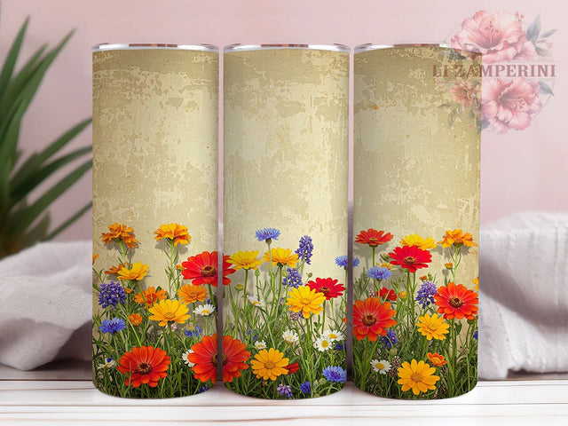 Wildflower Boho 20oz Tumbler Wrap, Floral Aesthetic Mug, Colorful Flower Cup, Nature Inspired Design, Boho Botanical Wrap, Spring Garden Gift, Sublimation Tumbler Wrap Sublimation Li Zamperini 