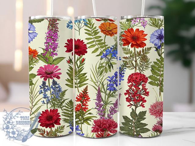 Wildflower Boho Floral Tumbler Wrap, Dainty Floral Tumbler, Wild Flower PNG, 20oz Floral Wrap, Sublimation Flower Frame, Boho Flower Tumbler, Delicate Floral Design Sublimation ToriDesigns 