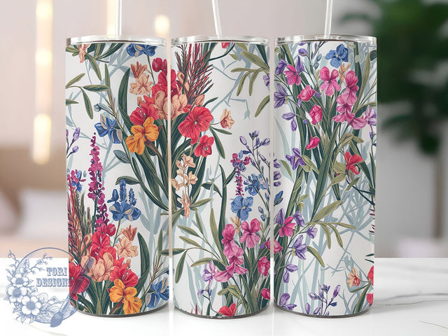 Wildflower Boho Floral Tumbler Wrap, Dainty Floral Tumbler, Wild Flower PNG, 20oz Floral Wrap, Sublimation Flower Frame, Boho Flower Tumbler, Delicate Floral Design Sublimation ToriDesigns 