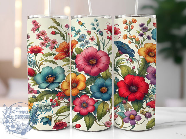 Wildflower Boho Floral Tumbler Wrap, Dainty Floral Tumbler, Wild Flower PNG, 20oz Floral Wrap, Sublimation Flower Frame, Boho Flower Tumbler, Delicate Floral Design Sublimation ToriDesigns 