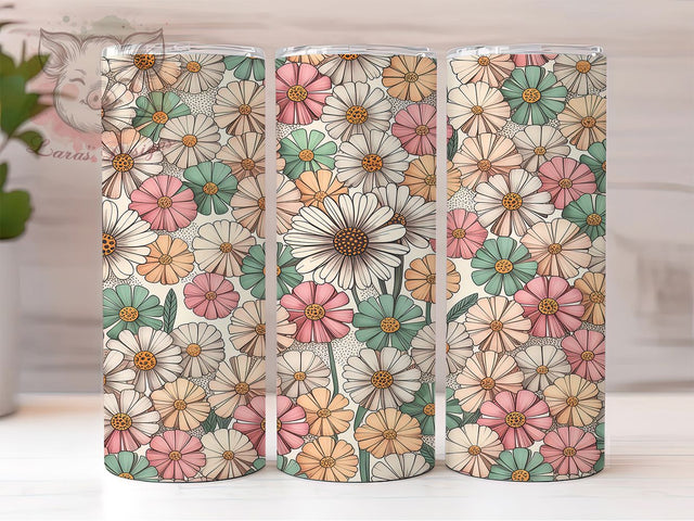 Wildflower Boho Floral Tumbler Wrap, Floral Sublimation PNG, 20oz Skinny Tumbler Design, Bohemian Flower Wrap, Rustic Floral Tumbler PNG, Nature Boho Wrap Design, Pastel Flower Tumbler Sublimation Lara' s Designs 