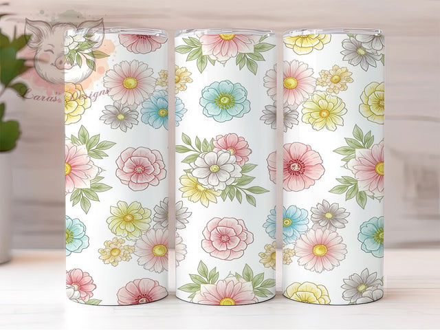 Wildflower Boho Floral Tumbler Wrap, Floral Sublimation PNG, 20oz Skinny Tumbler Design, Bohemian Flower Wrap, Rustic Floral Tumbler PNG, Nature Boho Wrap Design, Pastel Flower Tumbler Sublimation Lara' s Designs 