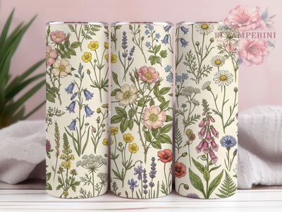 Wildflower Botanical 20oz Tumbler, Wildflower Design, Botanical Art, 20oz Wrap, Floral Pattern, Nature Inspired, Sublimation Tumbler, Elegant Flowers Sublimation Li Zamperini 