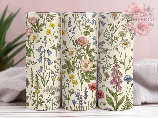 Wildflower Botanical 20oz Tumbler, Wildflower Design, Botanical Art, 20oz Wrap, Floral Pattern, Nature Inspired, Sublimation Tumbler, Elegant Flowers Sublimation Li Zamperini 