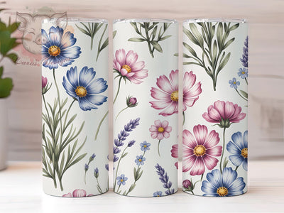 Wildflower Botanical Pattern 20oz Tumbler, Floral Wallpaper, Delicate Flowers, Nature Pattern, Botanical Design, 20oz Tumbler Wrap, Sublimation PNG Sublimation Lara' s Designs 