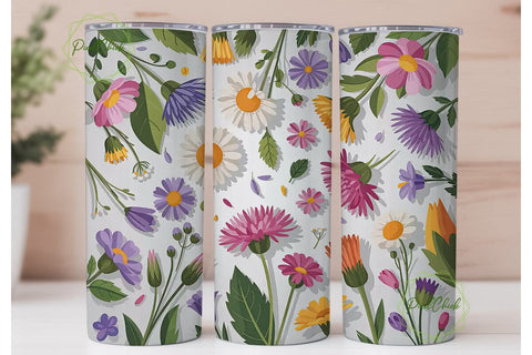 Wildflower Botanical Tumbler Wrap PNG Sublimation PixelChick 