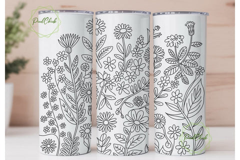 Wildflower Botanical Tumbler Wrap PNG Sublimation PixelChick 