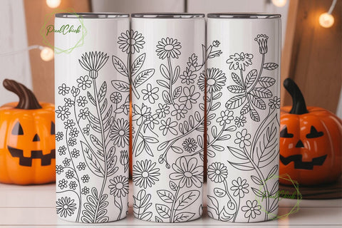 Wildflower Botanical Tumbler Wrap PNG Sublimation PixelChick 