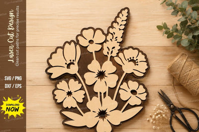 Wildflower Bouquet Laser Cut SVG Design SVG Regulrcrative 