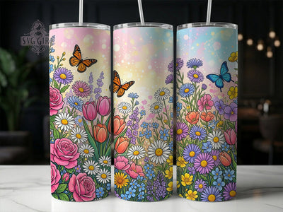Wildflower Butterfly 20oz Tumbler, Wildflower Butterfly, Butterfly Tumbler, Wildflower Tumbler, 20oz Tumbler, Floral Tumbler, Cute Butterfly, Tumbler Wrap Sublimation SvggirlplusArt 