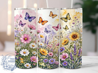 Wildflower Butterfly 20oz Tumbler, Wildflower Butterfly, Butterfly Tumbler, Wildflower Tumbler, 20oz Tumbler, Floral Tumbler, Cute Butterfly, Tumbler Wrap Sublimation ToriDesigns 
