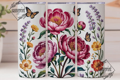 Wildflower Butterfly 20oz Tumbler Wrap Sublimation sassyprint 