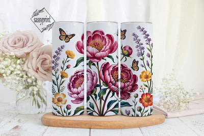 Wildflower Butterfly 20oz Tumbler Wrap Sublimation sassyprint 