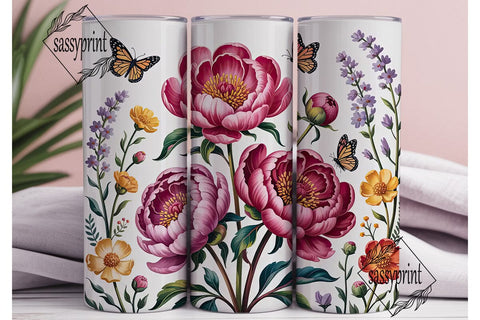 Wildflower Butterfly 20oz Tumbler Wrap Sublimation sassyprint 