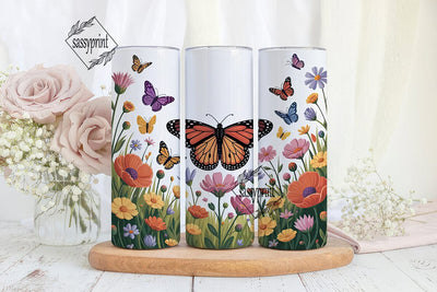 Wildflower Butterfly 20oz Tumbler Wrap Sublimation sassyprint 