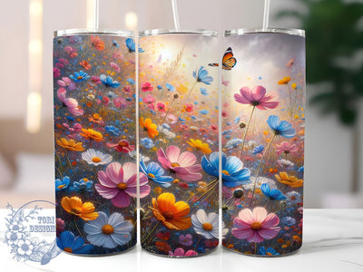 Wildflower Butterfly Floral Tumbler, Butterfly Cup Design, Floral Field Tumbler, 20oz Sublimation Wrap, Nature Inspired Cup, Botanical Butterfly Wrap, Skinny Floral Tumbler Sublimation ToriDesigns 