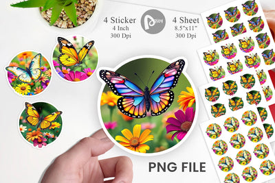 Wildflower Butterfly Sticker Sublimation artnoy 