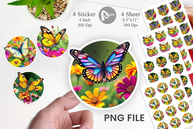 Wildflower Butterfly Sticker Sublimation artnoy 