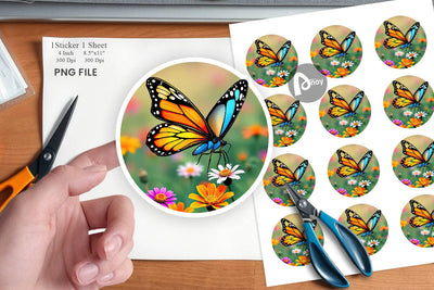 Wildflower Butterfly Sticker Sublimation artnoy 