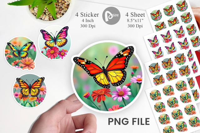 Wildflower Butterfly Sticker Sublimation artnoy 