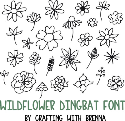 Wildflower Dingbat OTF, Fonts for Crafting, Handwritten Font Font Crafting With Brenna 