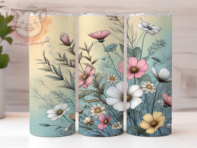 Wildflower Dreamy Meadow 20oz Tumbler, Dreamy Meadow Wrap, 20oz Sublimation Wrap, Floral Nature Cup, Boho Flower Design, Rustic Bloom Tumbler, Spring Garden Art Sublimation Lara' s Designs 