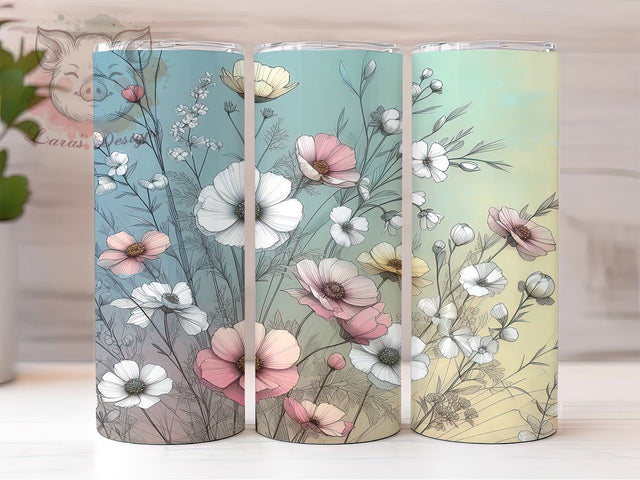 Wildflower Dreamy Meadow 20oz Tumbler, Dreamy Meadow Wrap, 20oz Sublimation Wrap, Floral Nature Cup, Boho Flower Design, Rustic Bloom Tumbler, Spring Garden Art Sublimation Lara' s Designs 