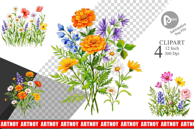 Wildflower Drift Clipart Sublimation artnoy 