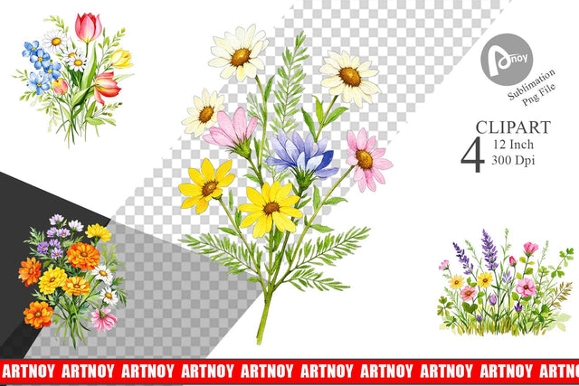 Wildflower Drift Clipart Sublimation artnoy 