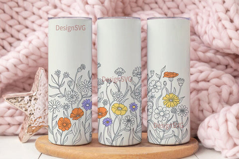 Wildflower Field 20oz Tumbler Wrap Sublimation DesignSVG 