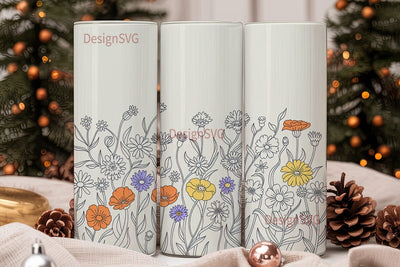 Wildflower Field 20oz Tumbler Wrap Sublimation DesignSVG 