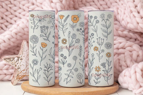 Wildflower Field 20oz Tumbler Wrap Sublimation DesignSVG 