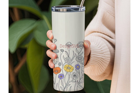 Wildflower Field 20oz Tumbler Wrap Sublimation DesignSVG 