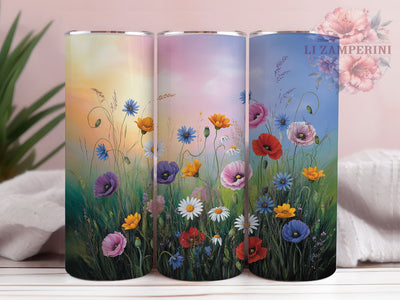 Wildflower Field Floral Tumbler Wrap, Field Flowers, Nature Style, Floral Art, Vibrant Design, Tumbler Wrap, Sublimation Design Sublimation Li Zamperini 