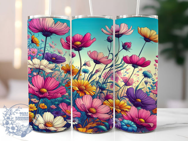 Wildflower Floral 20oz Tumbler Wrap, Floral Tumbler Design, Field Flowers Tumbler, 20oz Tumbler Wrap, Sublimation Tumbler Design, Nature Aesthetic Tumbler, Digital Download Sublimation ToriDesigns 