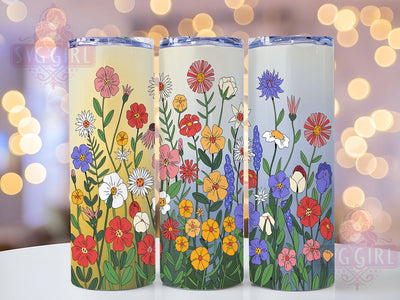 Wildflower Floral Boho 20oz Tumbler, Floral Wrap, 20oz Sublimation Wrap, Boho Flower Cup, Nature Lover Gift, Botanical Design, Aesthetic Floral Drinkware Sublimation SvggirlplusArt 